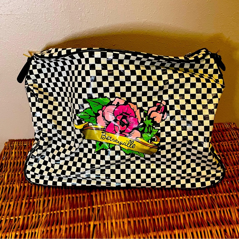 Betsey Johnson Checkered Floral Travel Bag